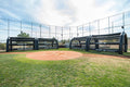 Front entry view of the Small residential inflatable batting cage showing the netting